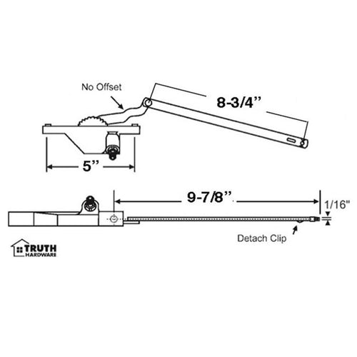 Dyad Operator, Rear Mount, 5 inch hole spacing, 9-7/8 Reach, RH - Dyad Operator, Rear Mount, 5 inch hole spacing, 9-7/8 Reach, RH