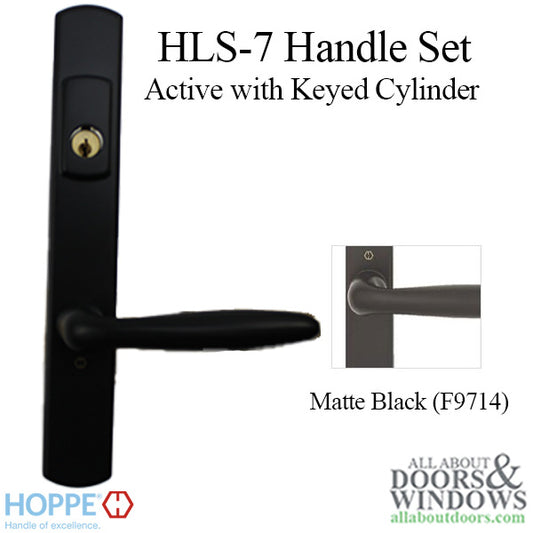 HOPPE HLS7 Handle Set with Verona Lever Keyed Active Matte Black