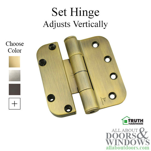 Truth Sentry Hinged Door Adjustable Set Hinge, LHO / RHI, 4 x 4 inches - Truth Sentry Hinged Door Adjustable Set Hinge, LHO / RHI, 4 x 4 inches