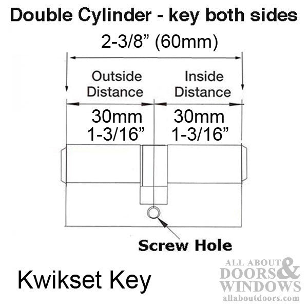 60mm Active 30/30 Double Cylinder 360° Euro Profile Cylinder, Kwikset Key - Brass - 60mm Active 30/30 Double Cylinder 360° Euro Profile Cylinder, Kwikset Key - Brass