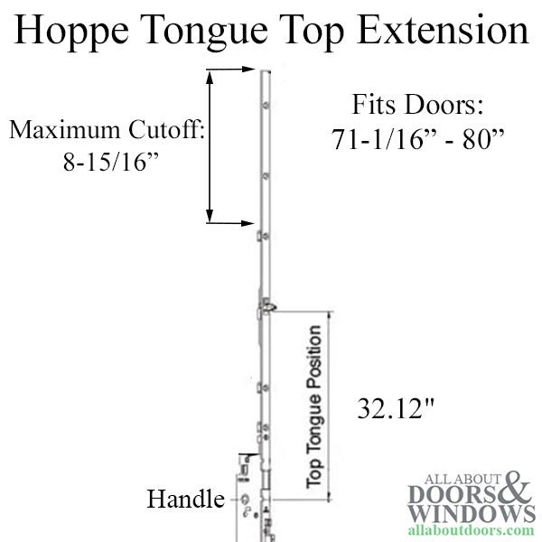 Hoppe 16mm Manual Top Extension, Tongue at 32.12