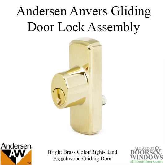 Andersen Window-Frenchwood Gliding Door-Keyed Lock, Anvers - RH - Bright Brass