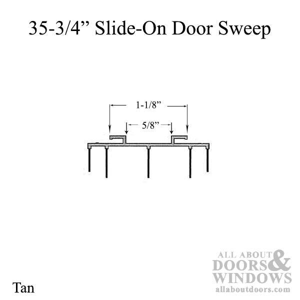 Door Weather Seal Slide On Tan Door Bottom Sweep For Hinged Doors 35 3/4 Inch - Door Weather Seal Slide On Tan Door Bottom Sweep For Hinged Doors 35 3/4 Inch