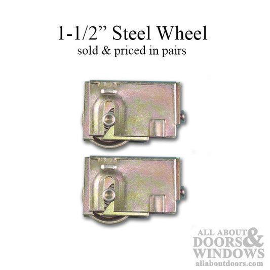 Sliding Glass Door Roller Pair 1.5 Inch Steel Wheel With Metal Housing