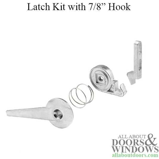 Discontinued - Latch Kit with Short 7/8 Inch Hook for Sliding Screen Door - Gray