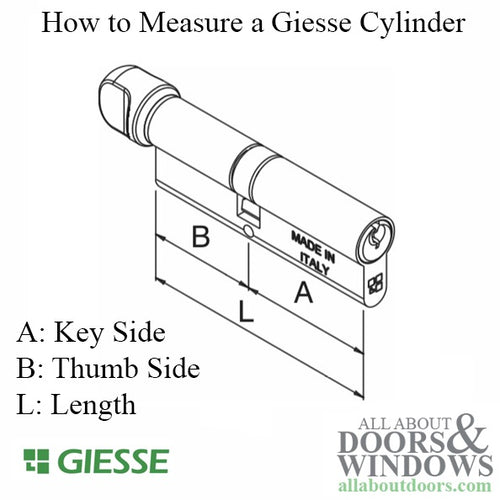 122mm Giesse 91/31  Euro Profile Cylinder w/ Type 2 Knob - 122mm Giesse 91/31  Euro Profile Cylinder w/ Type 2 Knob