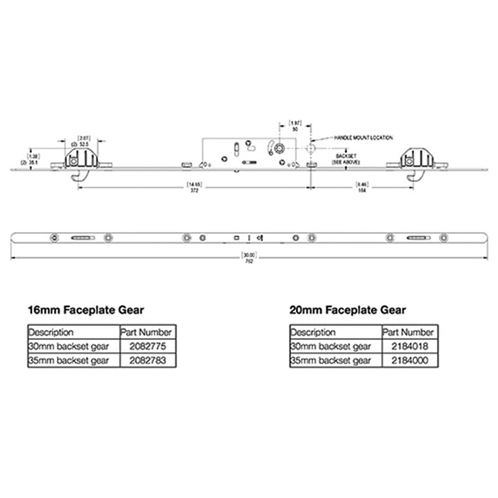 Hoppe Multipoint Lock - 35mm 2 Hooks, Multipoint Sliding Door Lock - Hoppe Multipoint Lock - 35mm 2 Hooks, Multipoint Sliding Door Lock