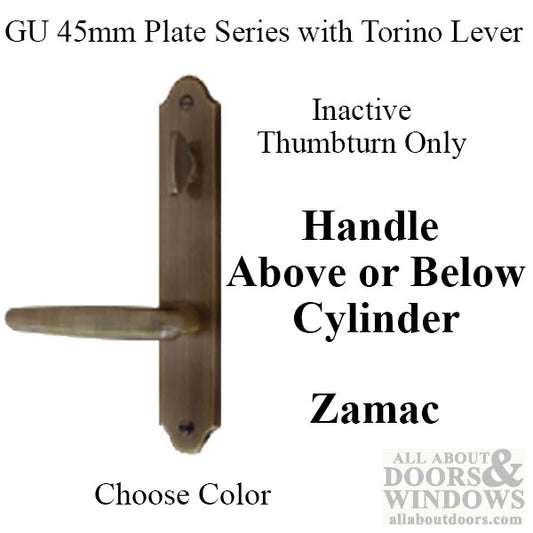 G-U Torino Handle and 45mm Plate Series, Zamac, Inactive, Thumbturn Only (Handles DO Move), Choose Color