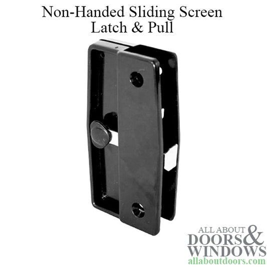 Non-Handed Plastic Latch & Pull Handle Set with Steel Latch for Sliding Screen Door - Black