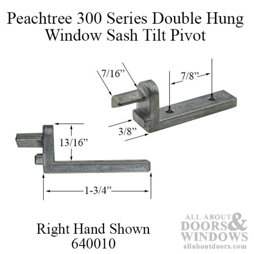 Peachtree 300 Series Double Hung Window Pivot Pin, Old Style, Right Hand - Mill Finish - Peachtree 300 Series Double Hung Window Pivot Pin, Old Style, Right Hand - Mill Finish