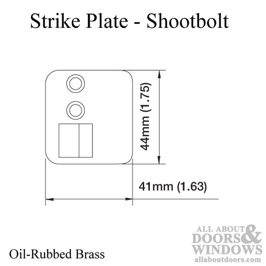 Strike Plate, PS0021L, Shootbolt.1.63 x 1.75 - Oil Rubbed Brass