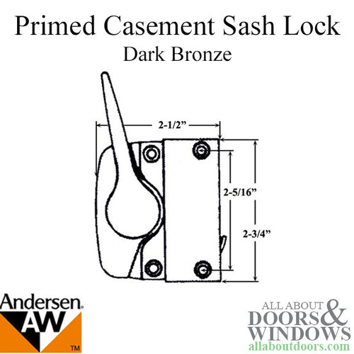 Andersen Left Hand Primed Casement Sash Lock - Dark Bronze - Andersen Left Hand Primed Casement Sash Lock - Dark Bronze