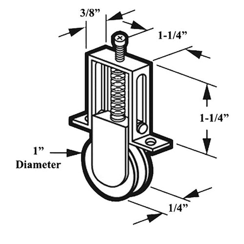 Roller Assembly with 1 Inch Nylon Wheel for Sliding Screen Door - Roller Assembly with 1 Inch Nylon Wheel for Sliding Screen Door
