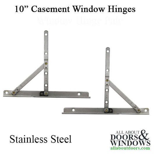 Generic Standard 10" Casement Hinge 4-29/32 opening, Pair -SS
***DISCONTINUED***