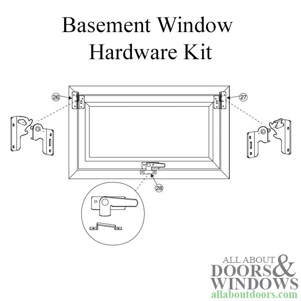 Weather Shield Visions 2000 Basement window 6 Piece Hardware Kit - Weather Shield Visions 2000 Basement window 6 Piece Hardware Kit