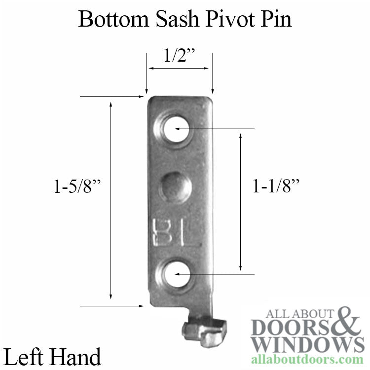 Bottom Sash Pivot Pin, Left Hand - Bottom Sash Pivot Pin, Left Hand