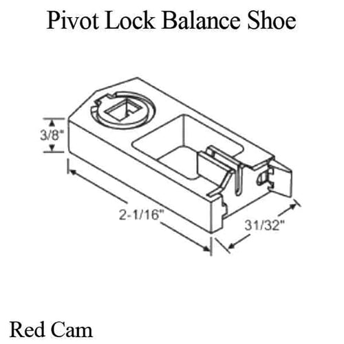 Pivot Lock Balance Shoe, 31/32 x 2-1/16 x 3/8, Small Tilt block, Red Cam - Pivot Lock Balance Shoe, 31/32 x 2-1/16 x 3/8, Small Tilt block, Red Cam