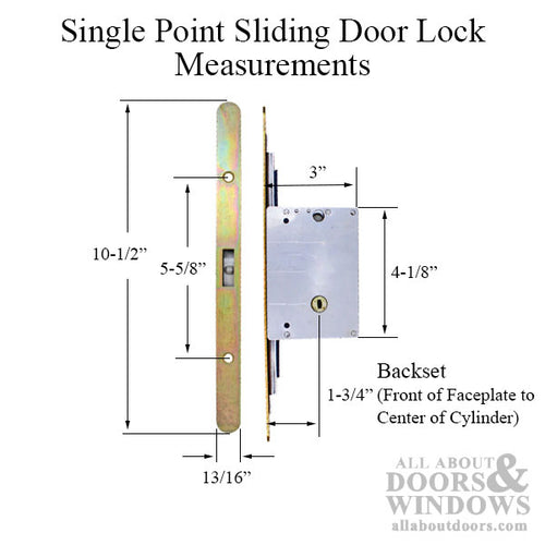 Single Point Sliding Door Lock, (SPL ) - Yellow DiChromate - Single Point Sliding Door Lock, (SPL ) - Yellow DiChromate