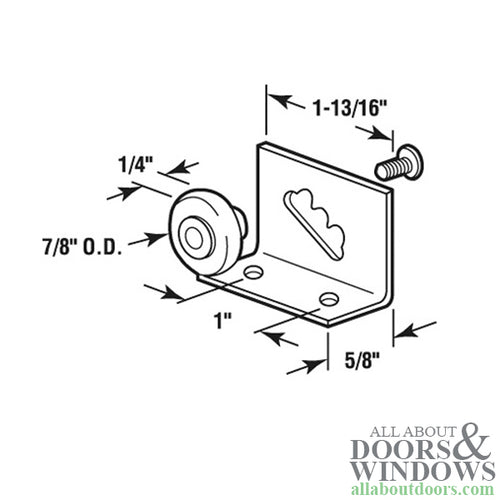 Shower door roller: 7/8 Oval Wheel w/ Bracket, TUB ENCLOSURE - Shower door roller: 7/8 Oval Wheel w/ Bracket, TUB ENCLOSURE