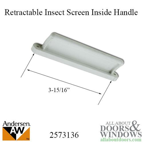 Retractable Insect Screen Interior Handle, Aug. 2003 - May 2007 Andersen Frenchwood Gliding Doors - White - Retractable Insect Screen Interior Handle, Aug. 2003 - May 2007 Andersen Frenchwood Gliding Doors - White