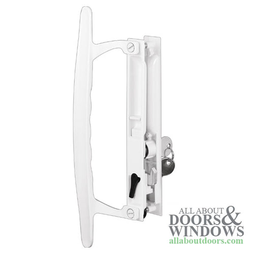 Flush Mount Keyed Handle Set For Sliding Patio Door White Standard Hook - Flush Mount Keyed Handle Set For Sliding Patio Door White Standard Hook