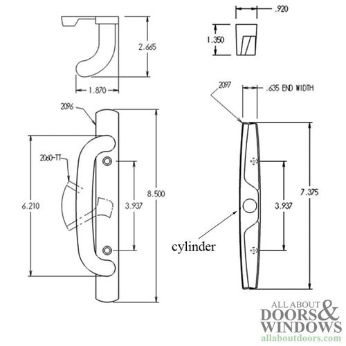 Veranda Keyed Sliding Patio Door Handle Set - Veranda Keyed Sliding Patio Door Handle Set