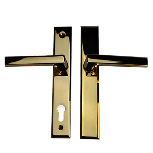 Dallas Contemporary Lever Handle, Inactive, Nonkeyed with Thumbturn, Polished Brass