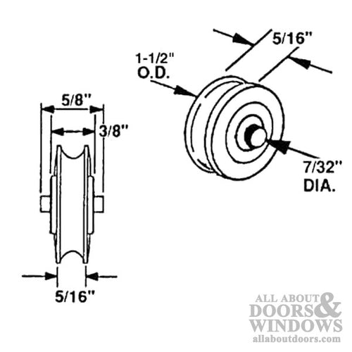 Roller - Sliding Patio Door, Nylon Ball Bearing - 1-1/2 inch Diameter - Roller - Sliding Patio Door, Nylon Ball Bearing - 1-1/2 inch Diameter