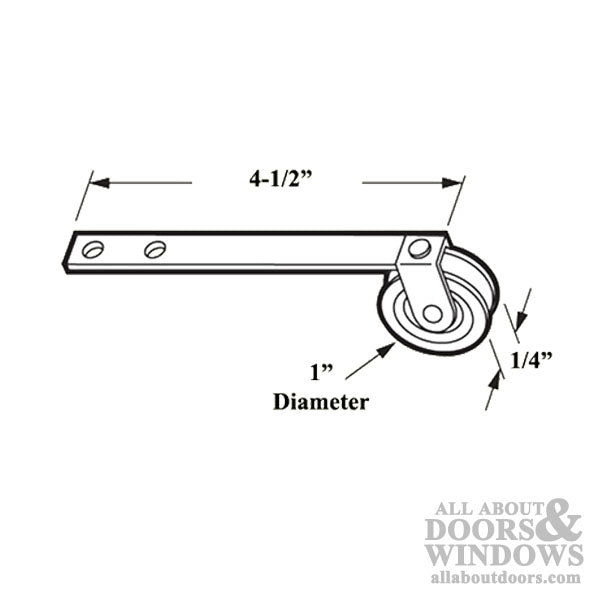 Straight Spring Tension Roller Assembly with 1 Inch Nylon Wheel for Sliding Screen Door - Straight Spring Tension Roller Assembly with 1 Inch Nylon Wheel for Sliding Screen Door