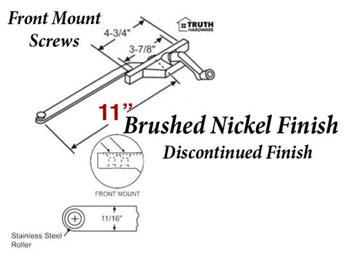 Truth Front Mount Operator, 11 inch arm Right- Nickel Finish - See Notes - Truth Front Mount Operator, 11 inch arm Right- Nickel Finish - See Notes