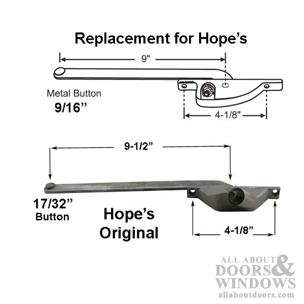 Hope Operator, 9î Arm, 4-1/8î Screws, Right Hand Casement - Choose Color - Hope Operator, 9î Arm, 4-1/8î Screws, Right Hand Casement - Choose Color