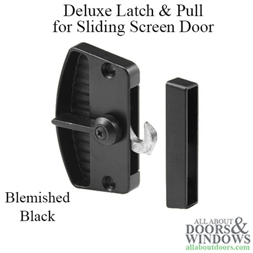 Deluxe Latch & Pull for Sliding Screen Door in Black - BLEMISHED - Deluxe Latch & Pull for Sliding Screen Door in Black - BLEMISHED