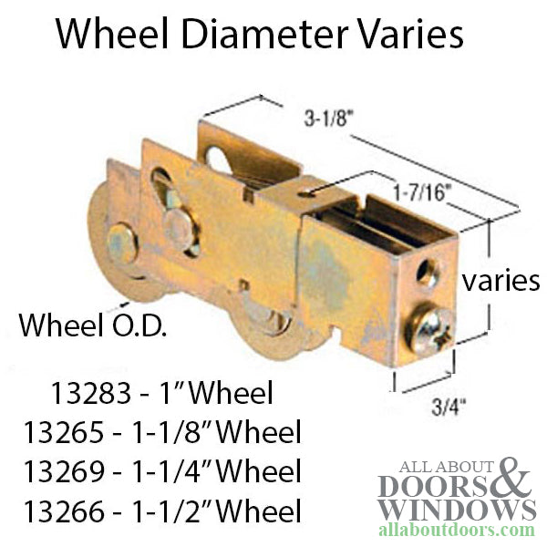 Sliding Glass Door Tandem Concave Roller with Adjustable Plain Back Housing and 1.75 Inch Wheel Diameter - Sliding Glass Door Tandem Concave Roller with Adjustable Plain Back Housing and 1.75 Inch Wheel Diameter