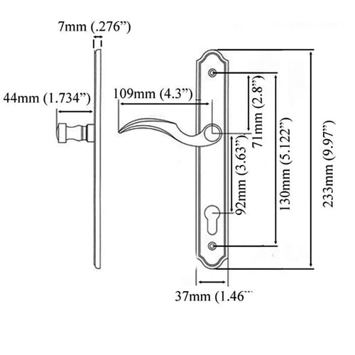 STV Euro Traditional Plate, Fontana Lever  2-1/4 door - Brass PVD - STV Euro Traditional Plate, Fontana Lever  2-1/4 door - Brass PVD