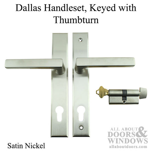 Dallas Contemporary Lever Handle, Keyed Active with Thumbturn,  M1643 / 2161N Set - Satin Nickel