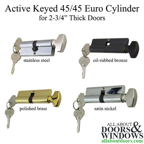 Active Keyed 45 / 45 Euro Cylinder Kit for 2-3/4