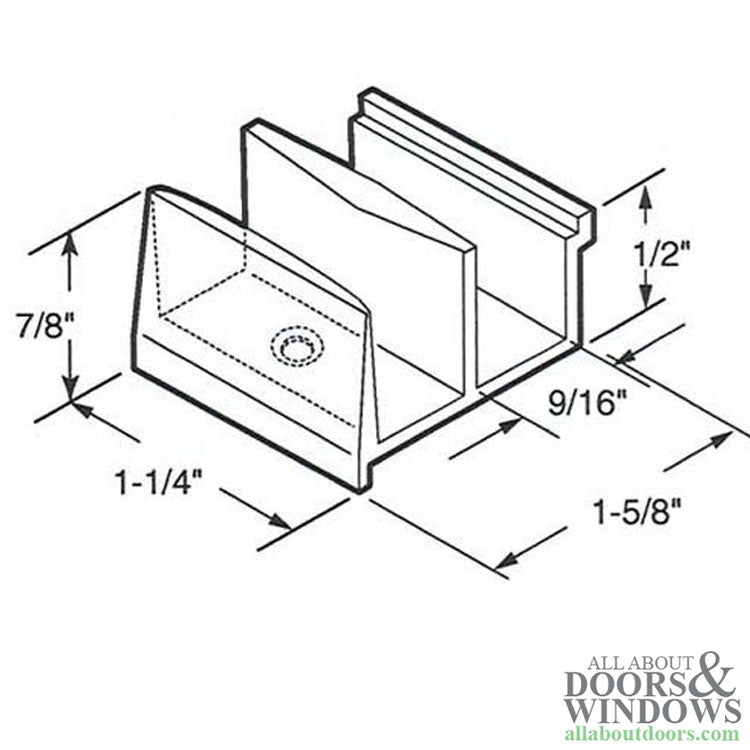 Bottom Guide, 9/16 Opening inch - Clear - Shower Door- Sterling - Bottom Guide, 9/16 Opening inch - Clear - Shower Door- Sterling