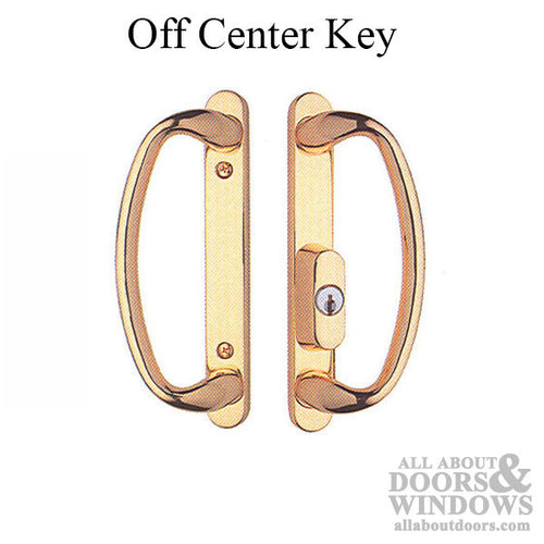 Charlotte, Key Off-Center Patio Door Handle - Plated Brass - Charlotte, Key Off-Center Patio Door Handle - Plated Brass