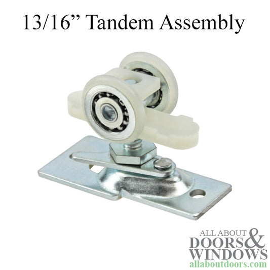 Closet Door Tandem Roller Assembly with Bracket 0.8125 Inch Wheel Diameter