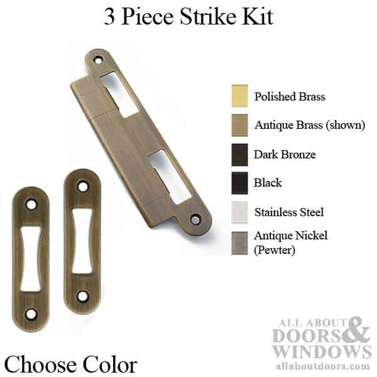 G-U / Ferco Set of 3 Strike Plates for 2-1/4" (57mm) thick door, Rhino / Tripact - Choose Color