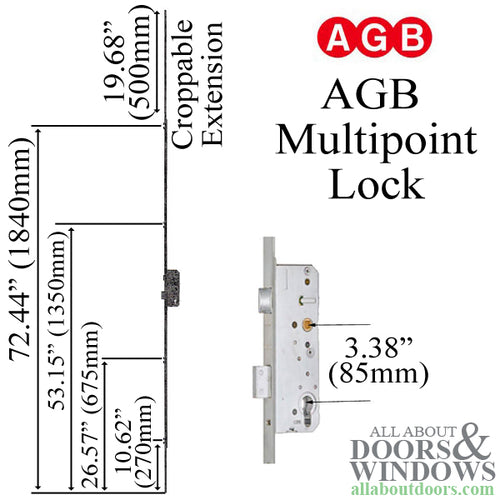 AGB Sicurtop 1685 MP Lock  4 roller cam  85PZ /  55mm backset - AGB Sicurtop 1685 MP Lock  4 roller cam  85PZ /  55mm backset