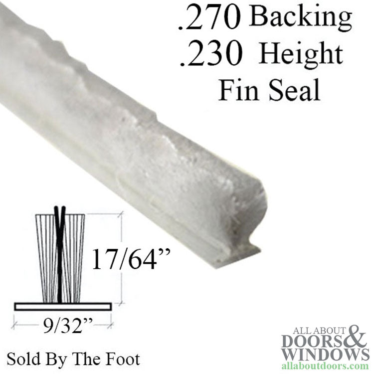 Weatherstrip .270 backing x .230 pile with Fin seal - White - Weatherstrip .270 backing x .230 pile with Fin seal - White