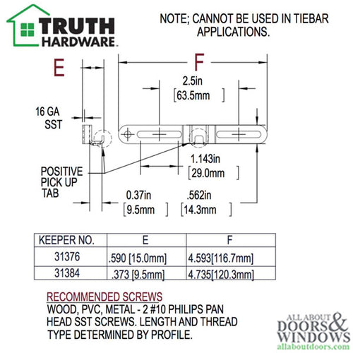 Truth 31376 Keeper w/ Positive Pick up tab - Truth 31376 Keeper w/ Positive Pick up tab