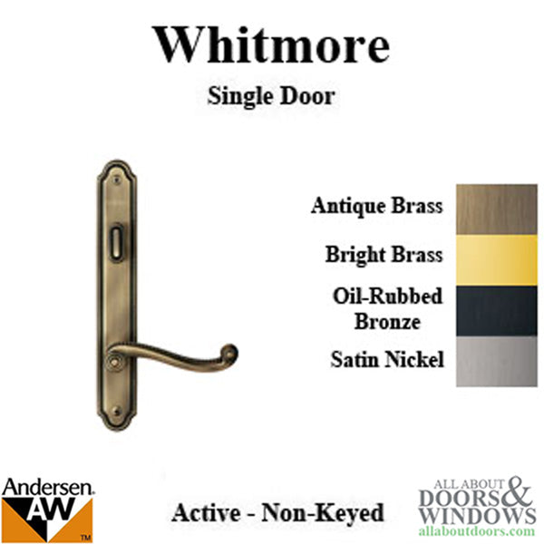 Hardware Kit, Single Door, Whitmore, Active Door - Antique Brass - Hardware Kit, Single Door, Whitmore, Active Door - Antique Brass