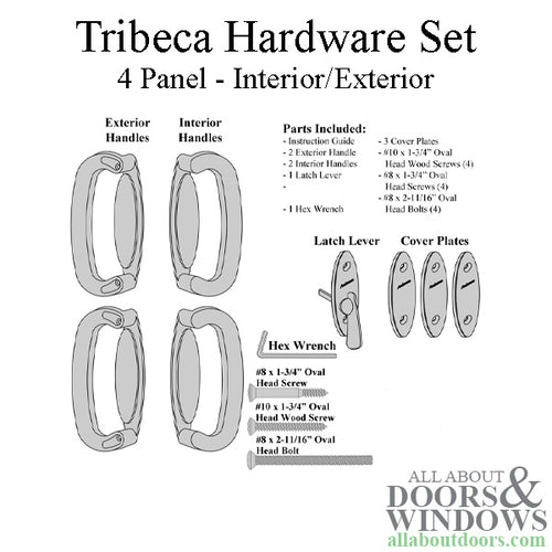 Andersen 4 Panel Gliding Door Tribeca Interior/Exterior Hardware Set - White - Andersen 4 Panel Gliding Door Tribeca Interior/Exterior Hardware Set - White