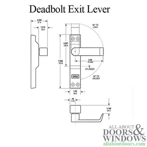 Adams Rite MS Deadbolt Exit Lever - Adams Rite MS Deadbolt Exit Lever