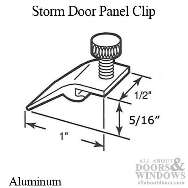 Storm Door Panel Clip, 3/8 offset, Each - Aluminum - Storm Door Panel Clip, 3/8 offset, Each - Aluminum