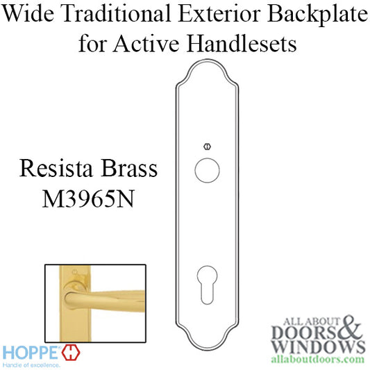 HOPPE Wide Traditional Exterior Backplate M3965N for Active Handlesets - Resista Brass