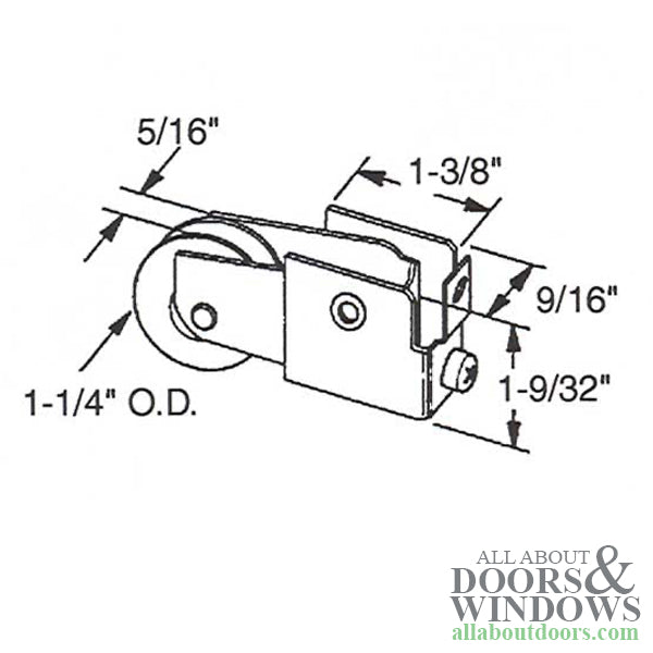 Sliding Door Roller For Closet or Mirror Doors with Adjustable Steel Housing 1.25 Inch Nylon Wheel - Sliding Door Roller For Closet or Mirror Doors with Adjustable Steel Housing 1.25 Inch Nylon Wheel