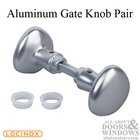 Aluminium Locinox Gate Knob Handle Pair with 3-9/16" Spindle